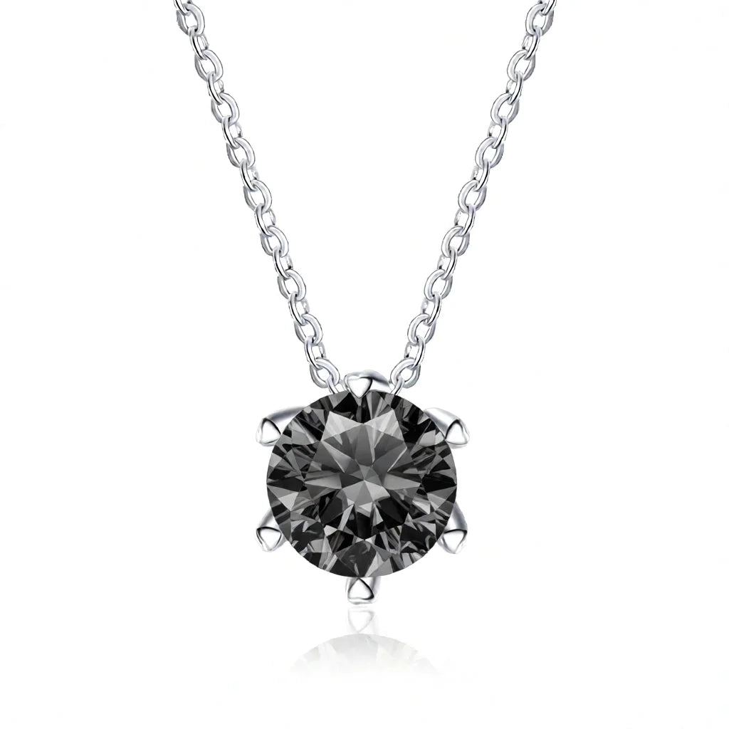 Factory Custom Minimalist 925 Sterling Silver Six Claw Set Round Cut 1 Carat Colorful Moissanite Pendant Necklaces Women