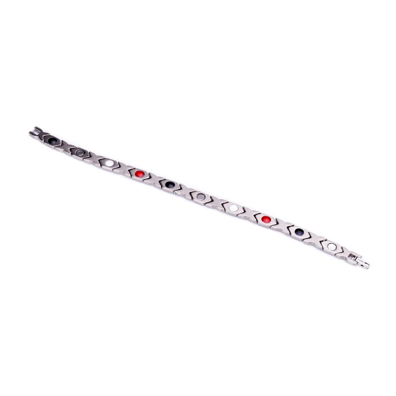 Pure Titanium Steel Magnetic Therapy Silver Energy Bracelet with Far Infrared Negative Ions for Gift Wedding Anniversary Party