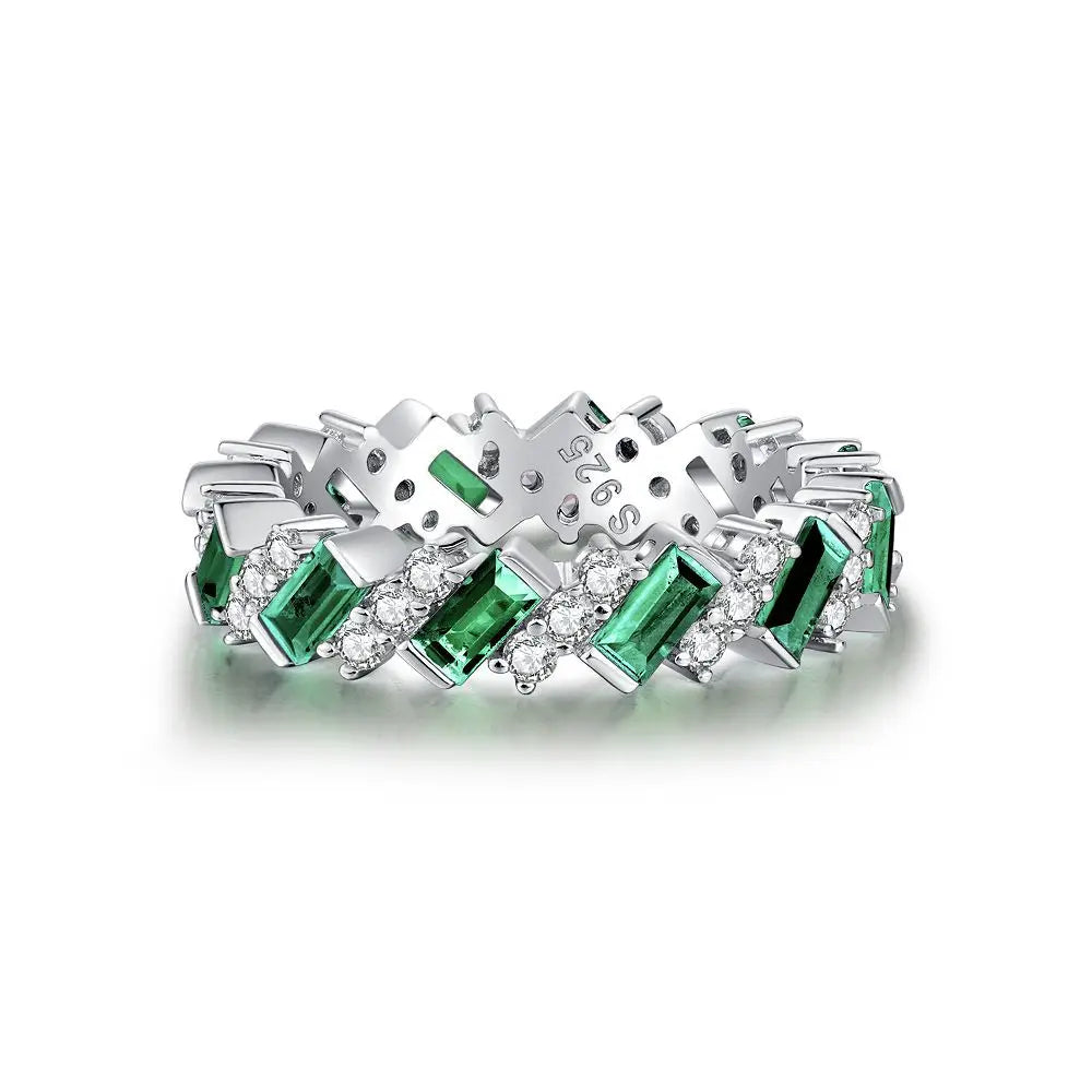 Wholesale 925 Sterling Silver Emerald 5A 8A Zirconia Ring Women Engagement Wedding Rings Custom Jewelry Manufacturing Supplies