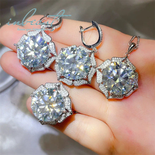S&S D Colour White Moissanite 925 Silver Bridal Jewellery Set | Ring, Earrings & Pendant Necklace | S&S Collection