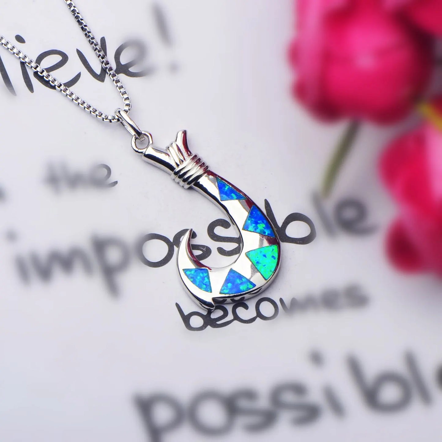 Chic Coastal Hook Necklace Aobao Decorative Inlaid Pendant Fashion Jewelry