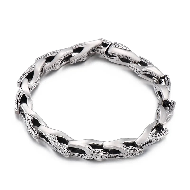 REBEL Fine Jewelry Fashion Bracelets Men Stainless Steel Trendy Links Bracelet Bangle