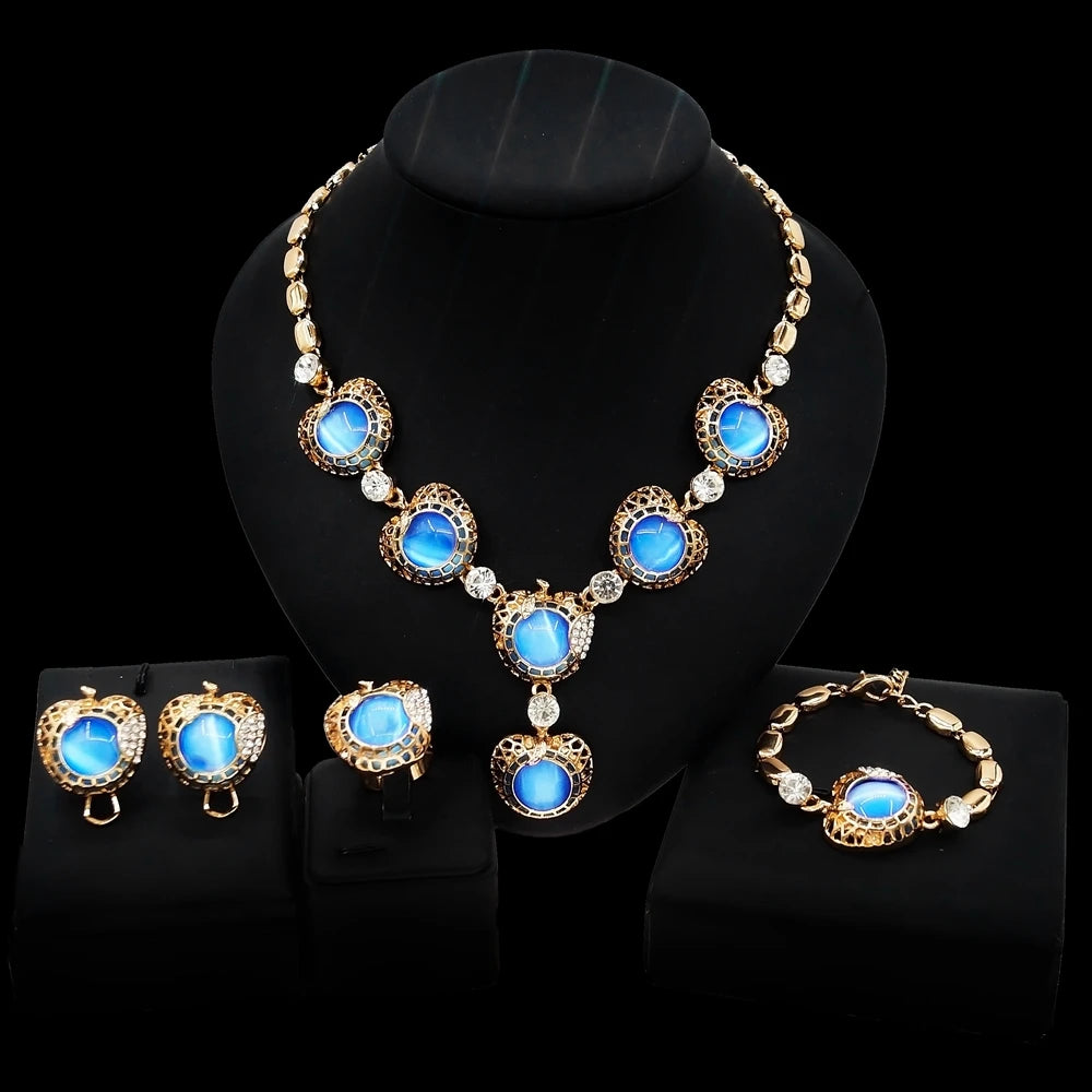 Zhuerrui Very Big Earring Heart I Love You Xoxo Jewelry Sets Tricolor Lovely Women Brazilian Necklace Jewelry Set in Stock