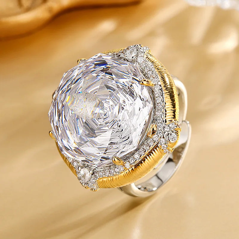 Gemfiori Fashionable Temperament Light Luxury Full of Exquisite Zirconium Elements Earrings Necklaces Rings Set of Accessories