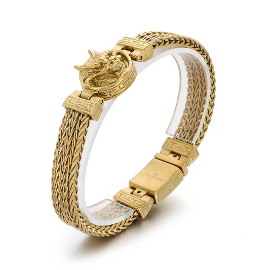 KALEN Men Punk 220mm Stainless Steel Dragon Head Clasp Links Bracelet