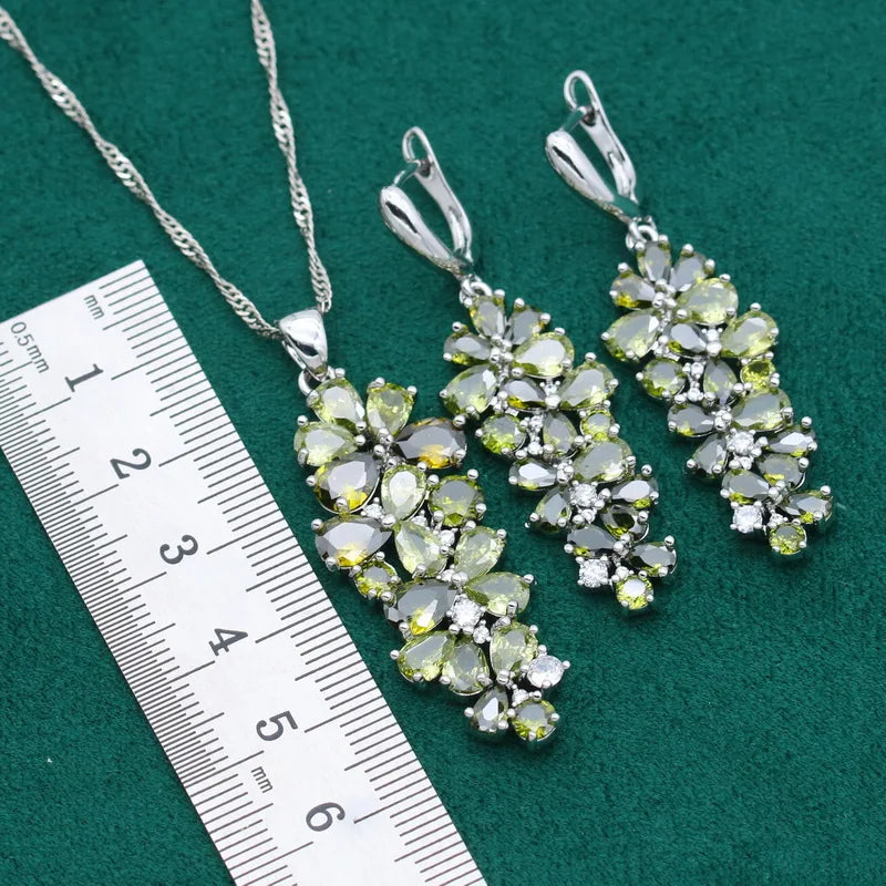 XOTICA Dubai Platinum Plated Alloy Trendy Geometric Women's Sapphire Jewelry Sets-Wedding Party Gift Occasions Necklace Earrings Ring