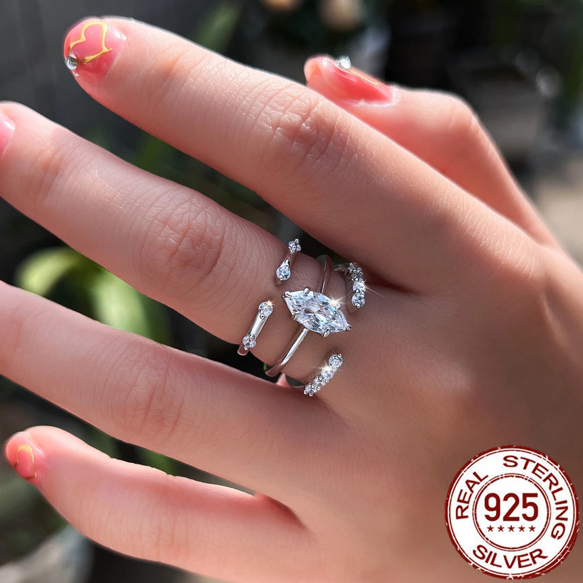 S&S 925 Sterling Silver CZ Stackable Ring Collection – Adjustable & Sized – Collection