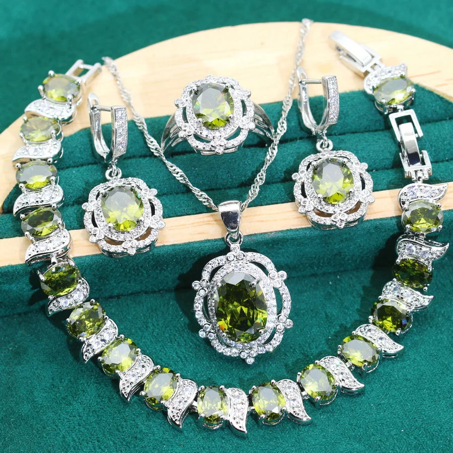 XOTICA 2024 New Classic 925 Silver Jewelry Set for Women Wedding Blue Zircon Bracelet Earrings Pendant Ring for Party Birthday Gifts