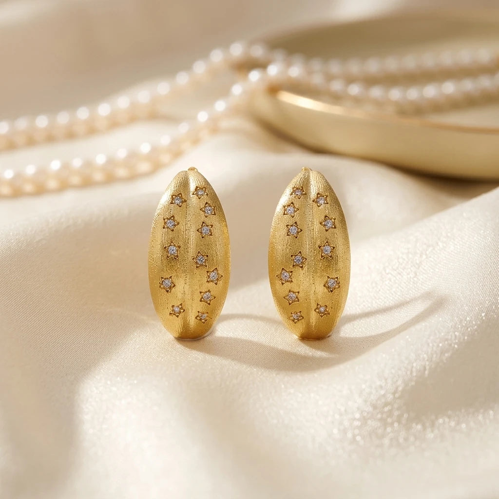 Handmade 18K Gold Plated 925 Silver Jhumka Earrings with Zircon for Wedding Gift Party Occasions