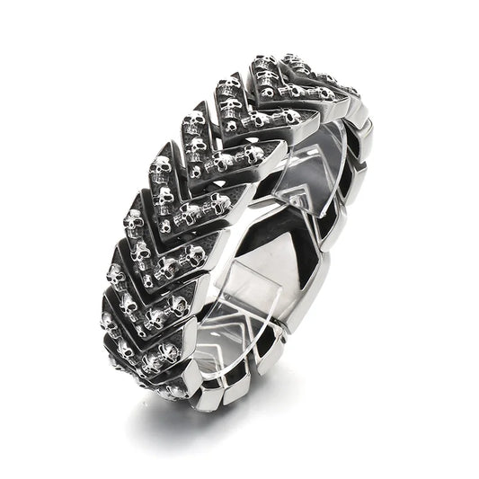 KALEN Mens Punk Fine Jewelry Fashion Bracelets Stainless Steel Trendy Skull Links Bracelet