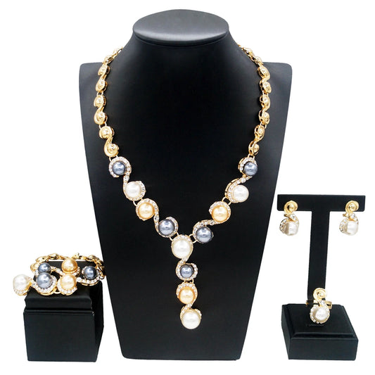 Zhuerrui Italian Gold Plated Jewelry Set 18k Round Earring Sets Luxury Gold Plated Fine Jewelry Set HA10002