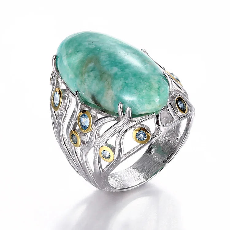 Jewelry Supplier Custom Design Blue Topaz 925 Sterling Silver Woman Luxury Fashion Jewelry Wedding Christmas Gift Rings