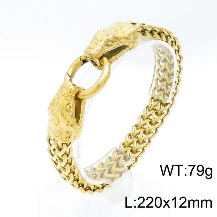 REBEL Punk Fine Jewelry Fashion Bracelets Men Stainless Steel Snake Bracelet Necklace