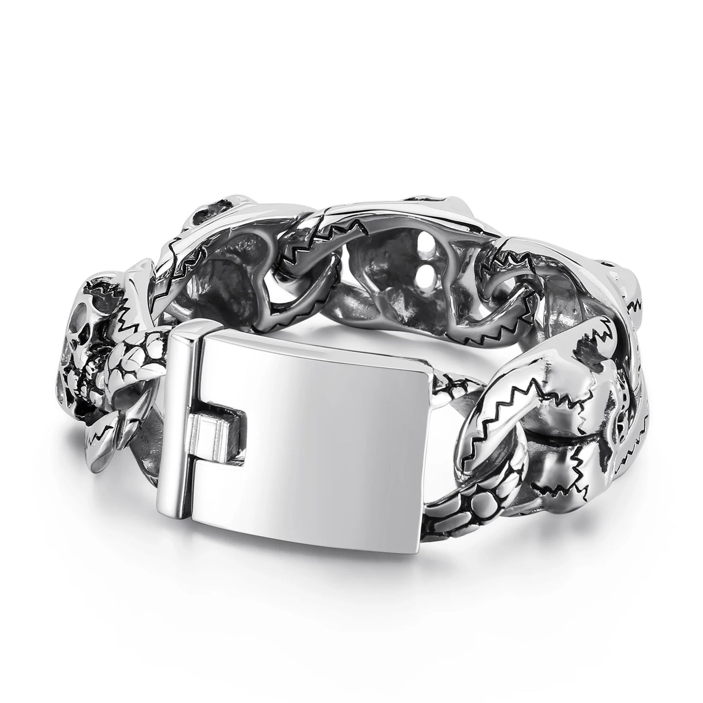 KALEN Skeleton Punk Stainless Steel Chunky Cuban Chain Link Bracelet for Men