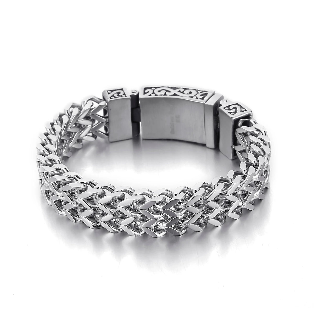 VIKING Gothic Mesh Cuff Bracelet – Silver Stainless Steel