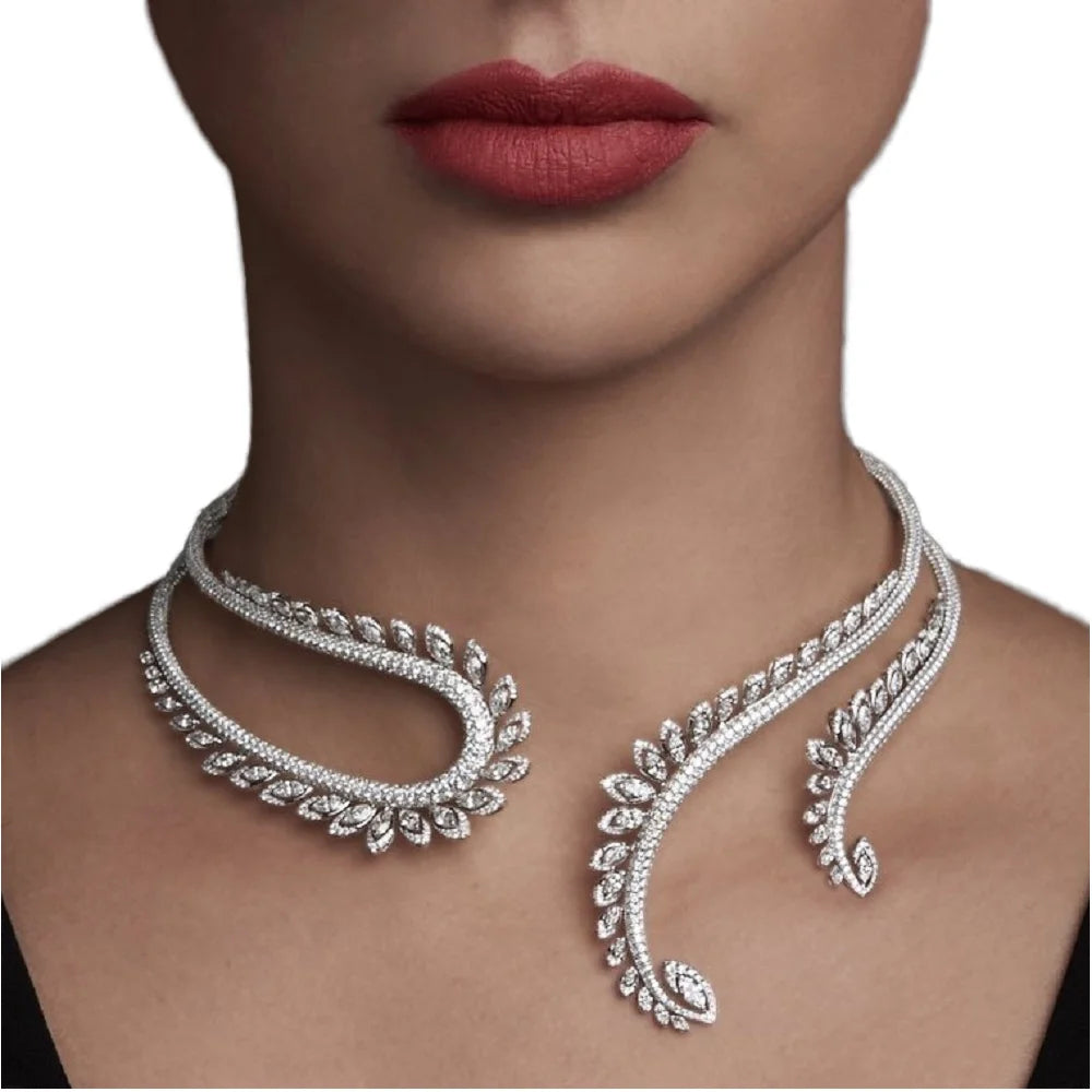 Luxury Cubic Zirconia Yellow Clear Green Red Water Drop CZ Necklace Earring Set for Women Bridal Nigeria Wedding Party Gifts