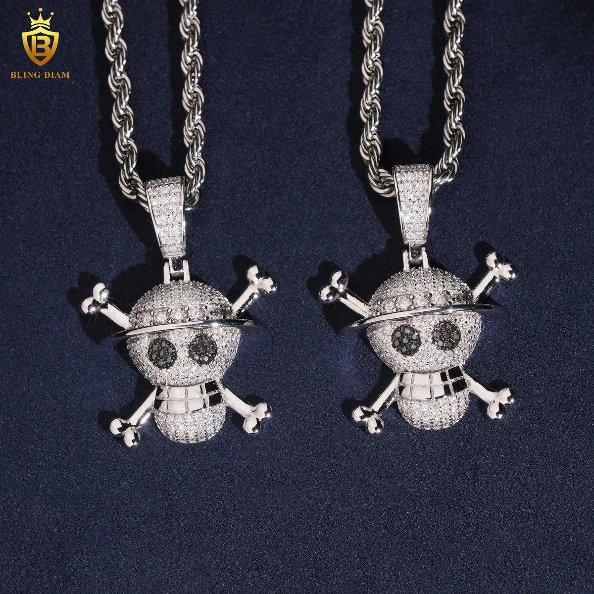 BiG-BOSS New Arrival Custom Pendant Charms Skull 925 Sterling Silver Black White Moissanite Pendant GRA Certified Pendant Necklaces Men