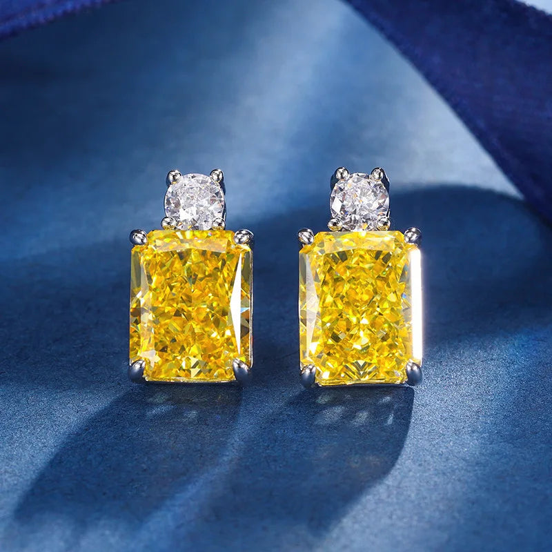 Gemfiori Yellow Perfume Bottle pink Sugar Cube Zircon Pendant Earrings Niche Design Luxury Temperament Set