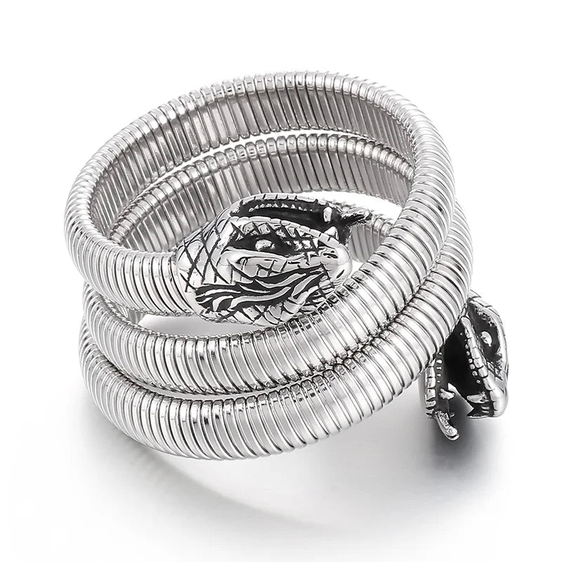 REBEL Vintage Elastic Stainless Steel Cuff Snake Bangle Bracelet for Men and Women