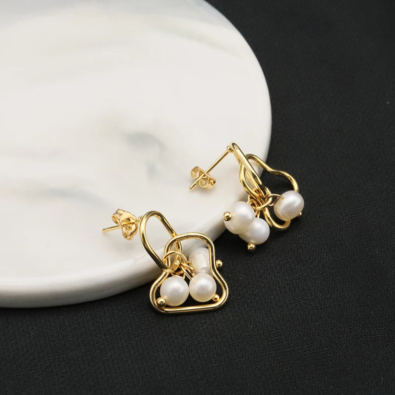New Jewelry Yiwu Wholesale Gold Plated Natural Pearl Earings Jewelry Women Korean Wholesale Bulk 18K Gold Plated Jewelry