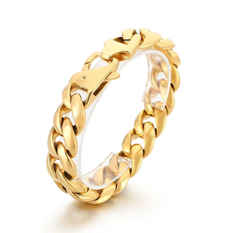 KALEN Fine Jewelry Fashion Bracelets Men Stainless Steel Polished Classic Cuban Links Bracelet Bangle