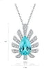 Gemfiori High Quality 925 Silver Rhodium Plated Romantic Bridal Jewelry Set with Lab Grown Paraiba Rings for Women Engagement Gift