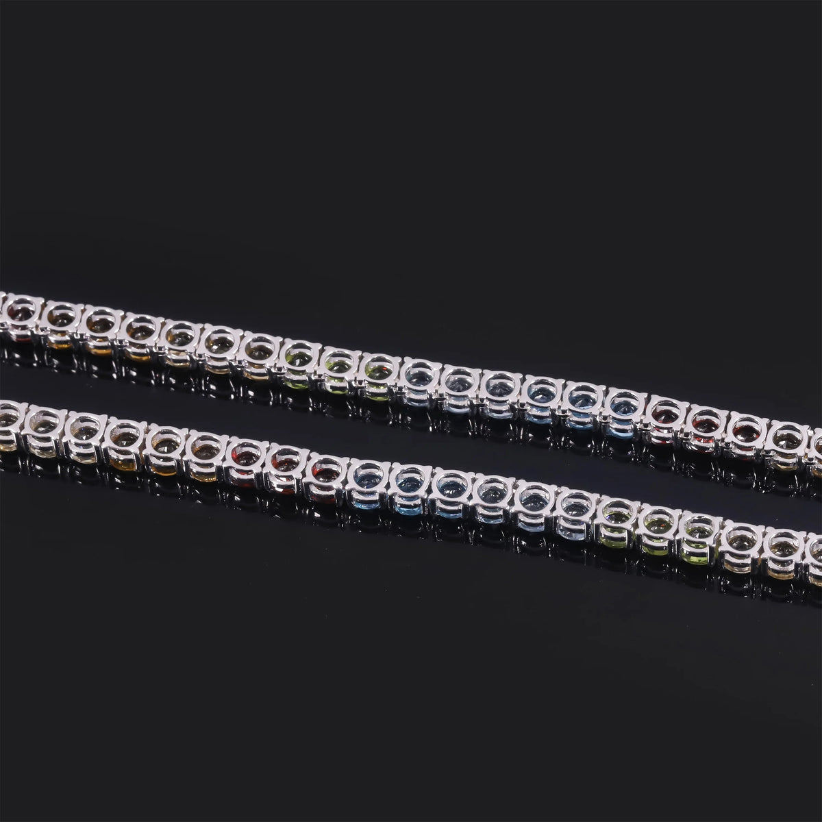 ArtistA Abiding Western Fashion Unisex 925 Silver Hip Hop Jewelry Tennis Choker Rainbow Natural Gemstone Tennis Necklace 5mm 20IN