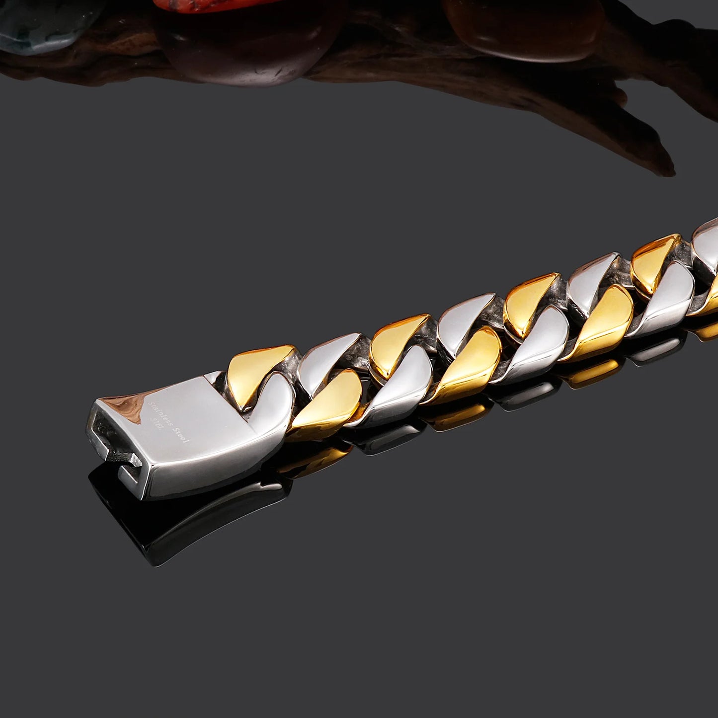 KALEN Domineering Stainless Steel Gold-plating Cuban Male Bracelet