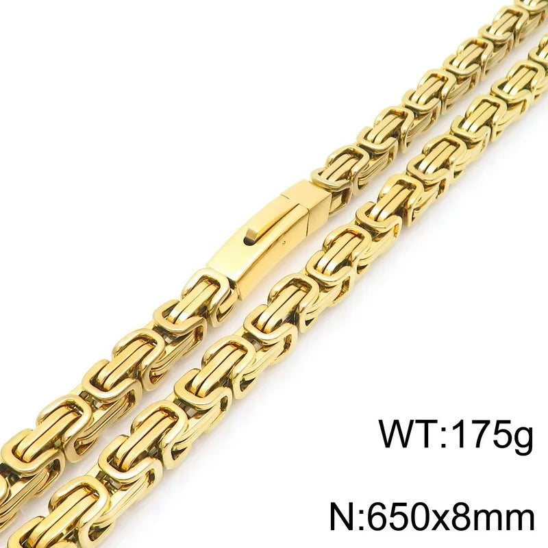 REBEL European American Unique Punk Trendy Vacuum Plated Stainless Steel Imperial Chain Magnetic Buckle Men's Bracelet Set
