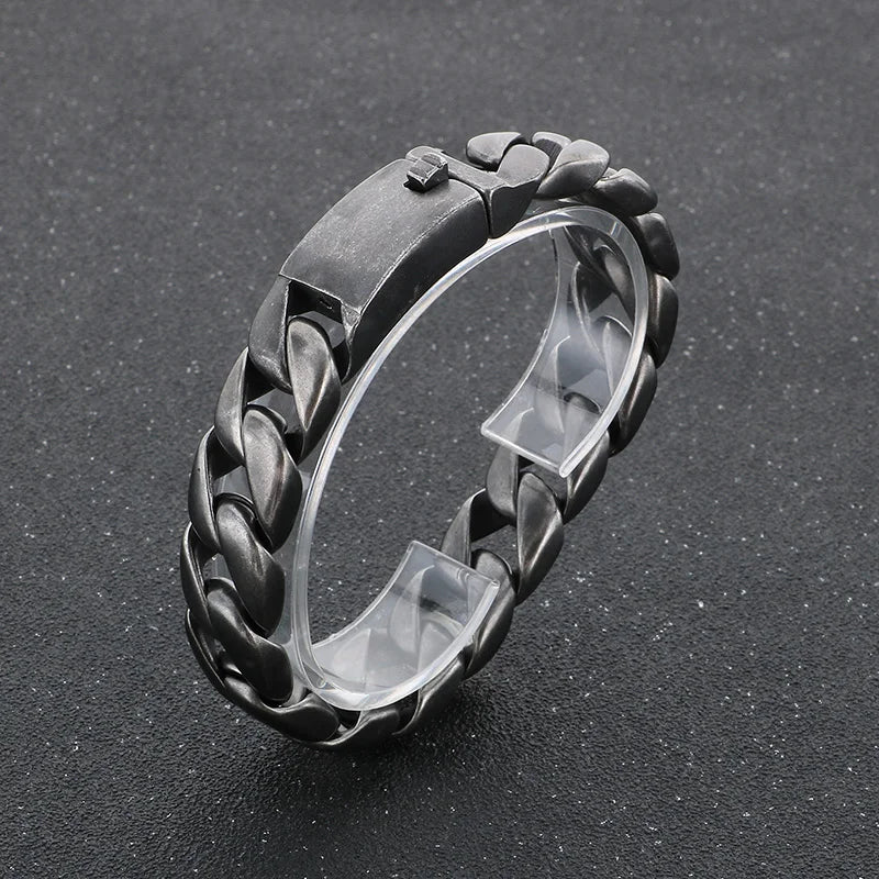 KALEN 15mm Fine Jewelry Fashion Bracelets Stainless Steel Cuban Style Links Bracelet for Men