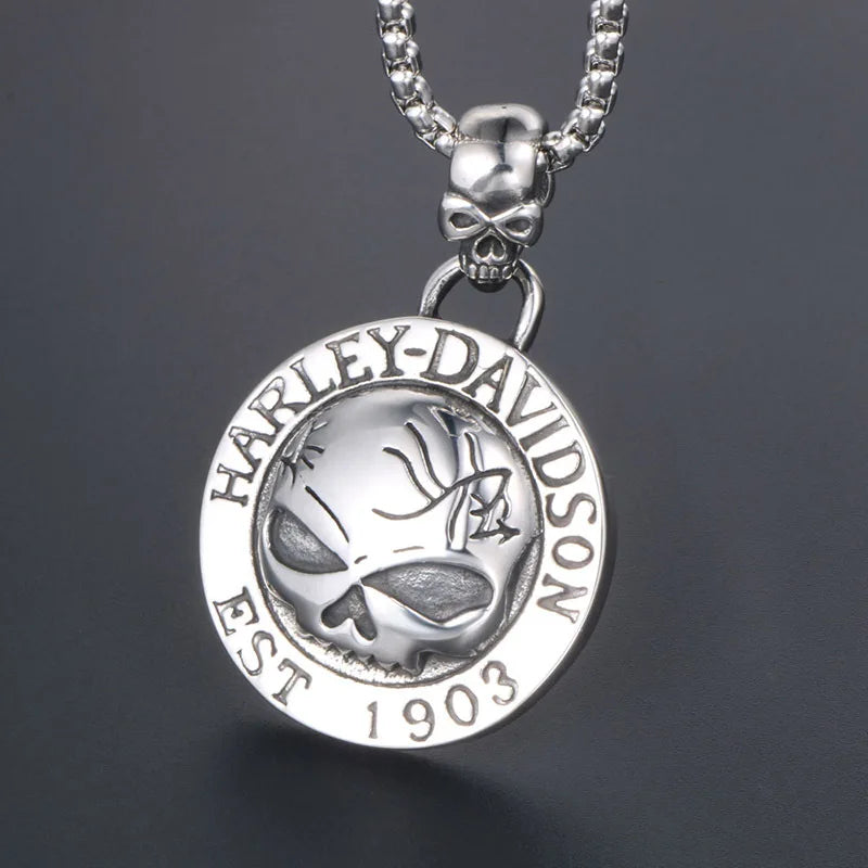 Viking Skull Pendant Necklace – Stainless Steel | Men's Gothic Chain