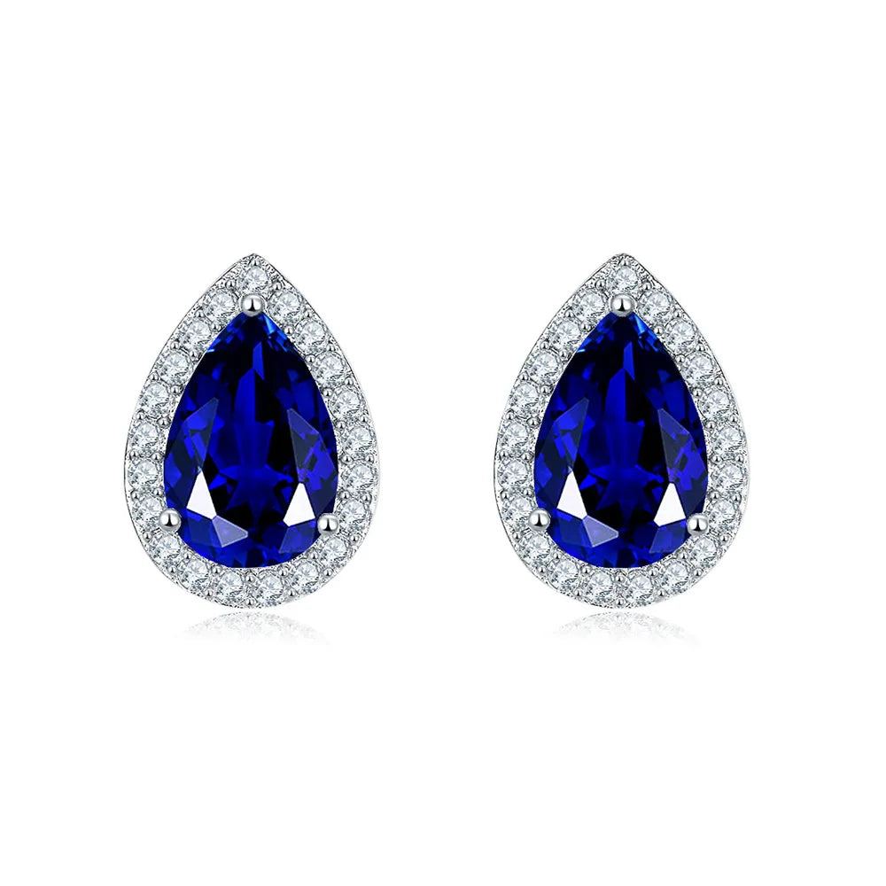 SILVERELLI Droplet Colour Zircon Stud Earrings | 925 Sterling Silver | Multi-Plated