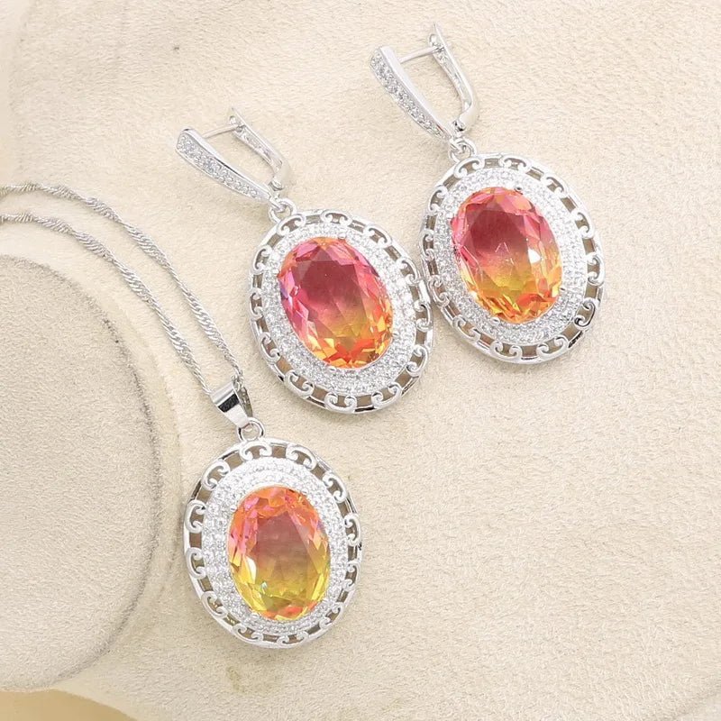 XOTICA 925 Sterling Silver Jewelry Set for Women Including Necklace Ring Pendant for Wedding Party Engagement Anniversary Zircon Comes
