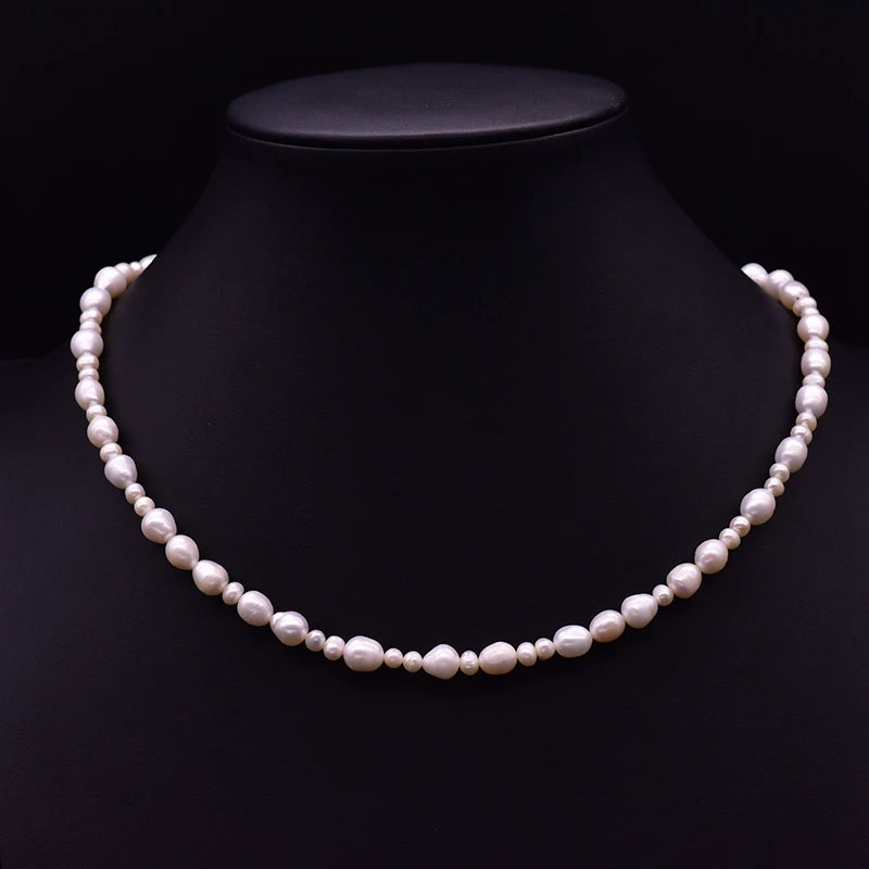 Fresh Water White Pearl Necklace for Woman Girls Wedding Party Jewelry