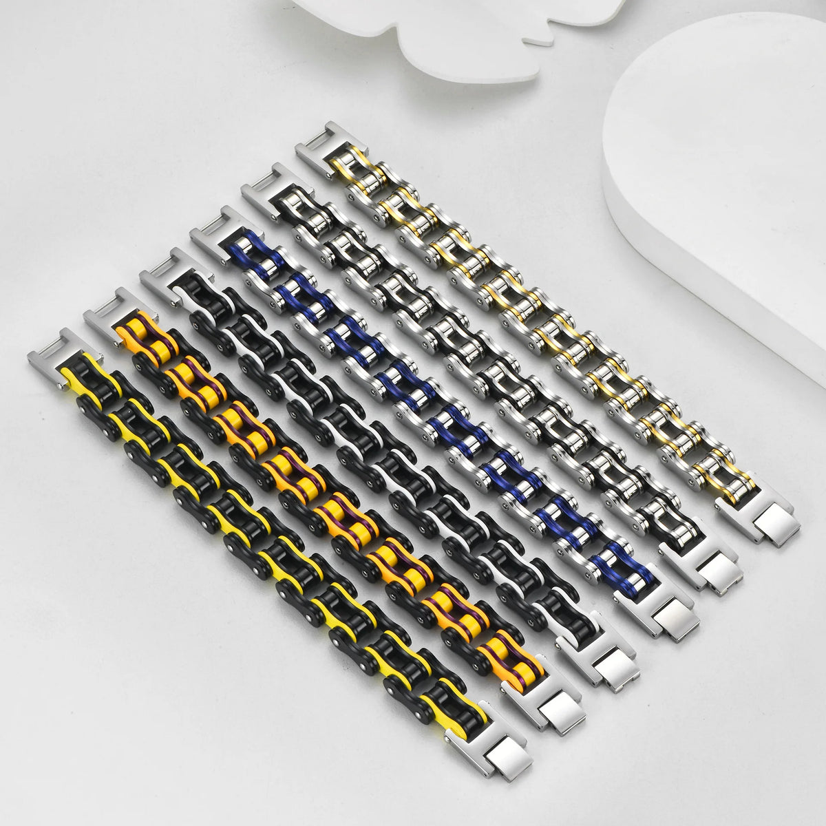 REBEL For High-End Stainless Steel Motorcycle Chain Biker Bracelet Simple Rock Men's Fashion Jewelry