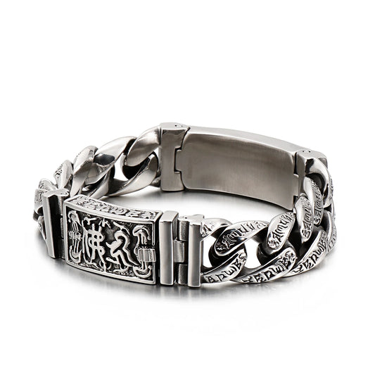 KALEN Steam Punk Stainless Steel Curb Chain Bracelet Skull Skeleton Bracelet for Man