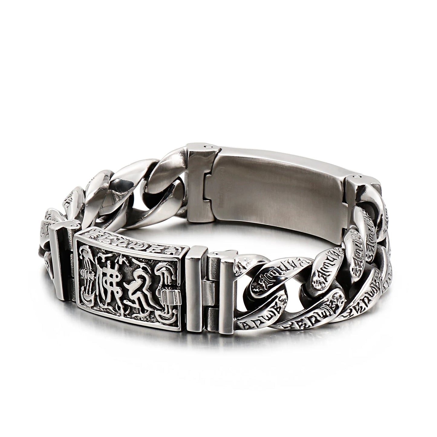 KALEN Steam Punk Stainless Steel Curb Chain Bracelet Skull Skeleton Bracelet for Man