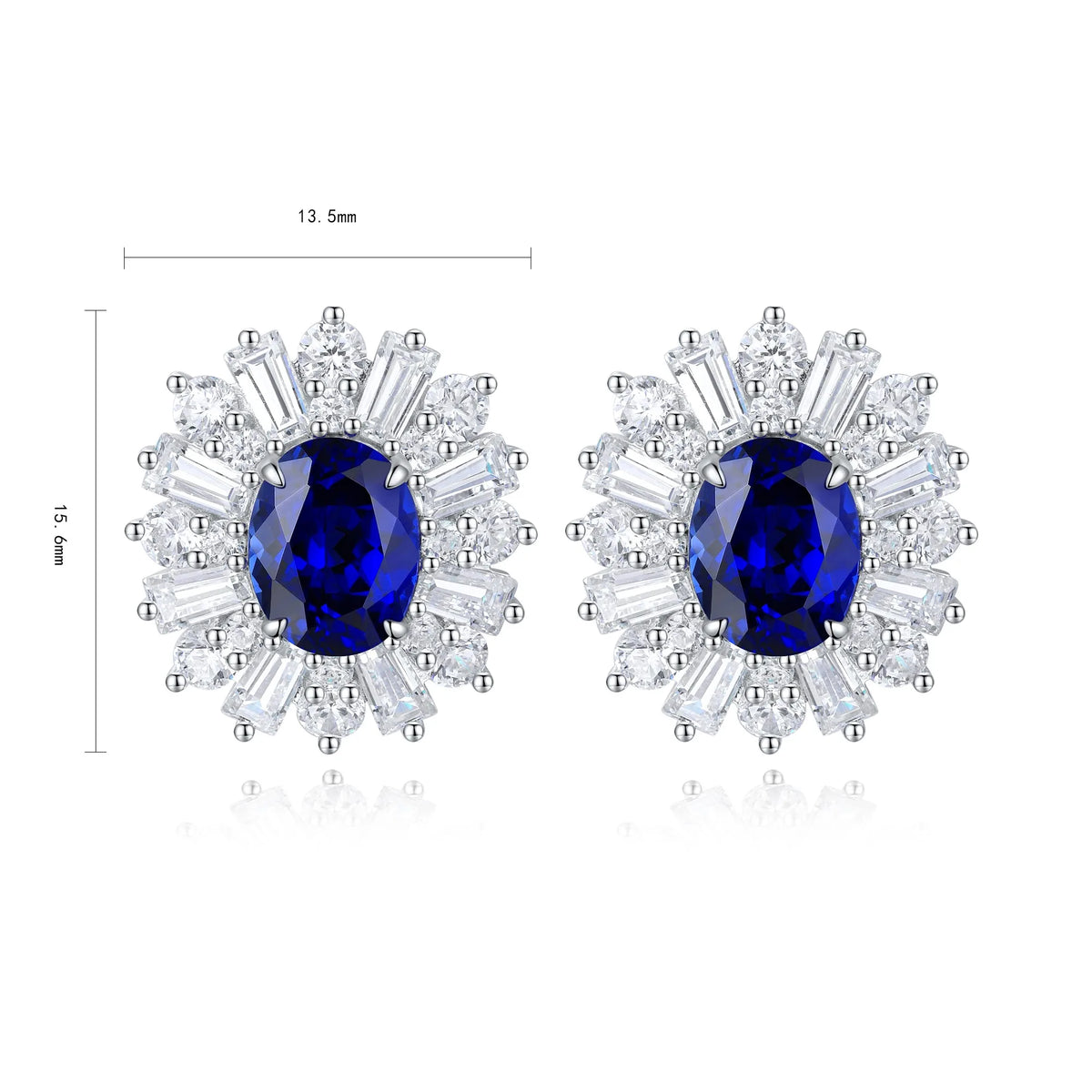 Gemfiori Anster High Quality S925 Lab Grown Sapphire Earring Stud Dainty Gemstone Stud Earrings for Women Daily Wear Gift