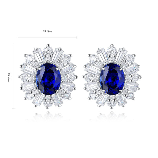 Gemfiori Anster High Quality S925 Lab Grown Sapphire Earring Stud Dainty Gemstone Stud Earrings for Women Daily Wear Gift