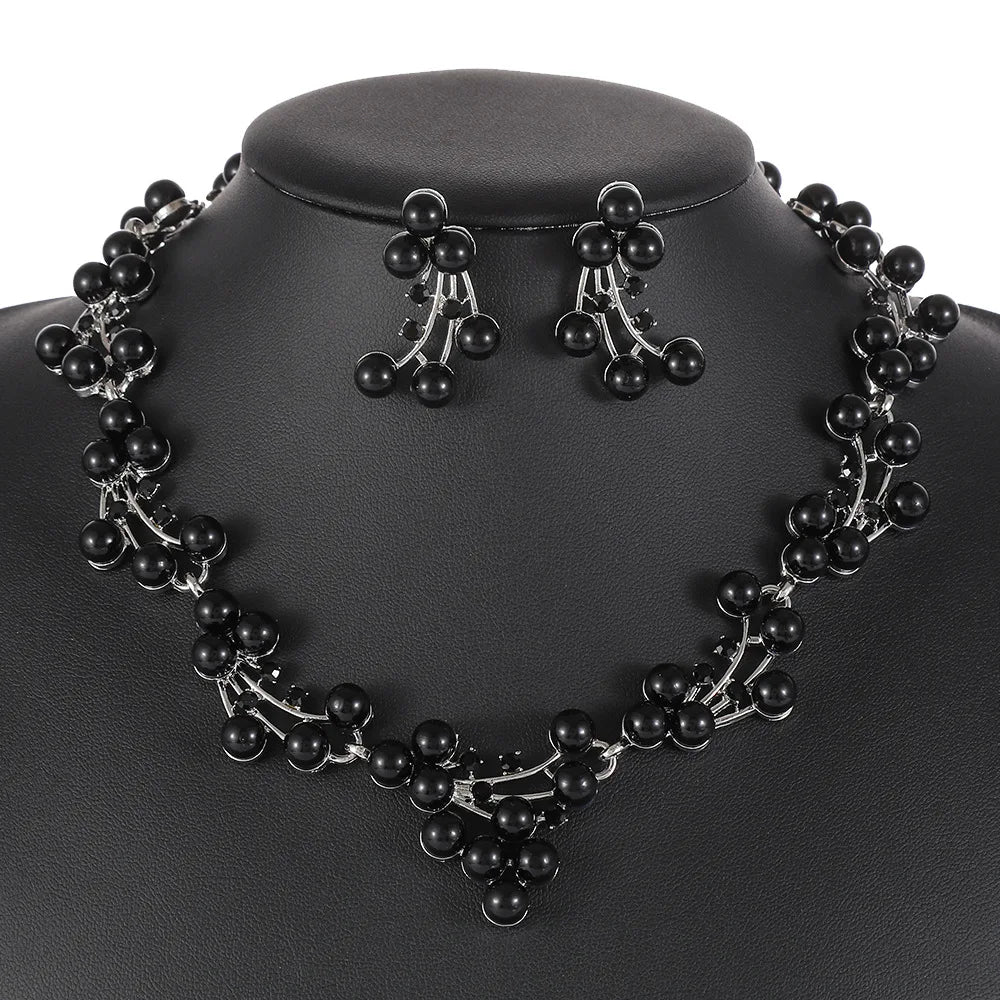 Crystal Geometric Necklace & Earrings Jewellery Set | Silver Plated Occasion Fashion Set