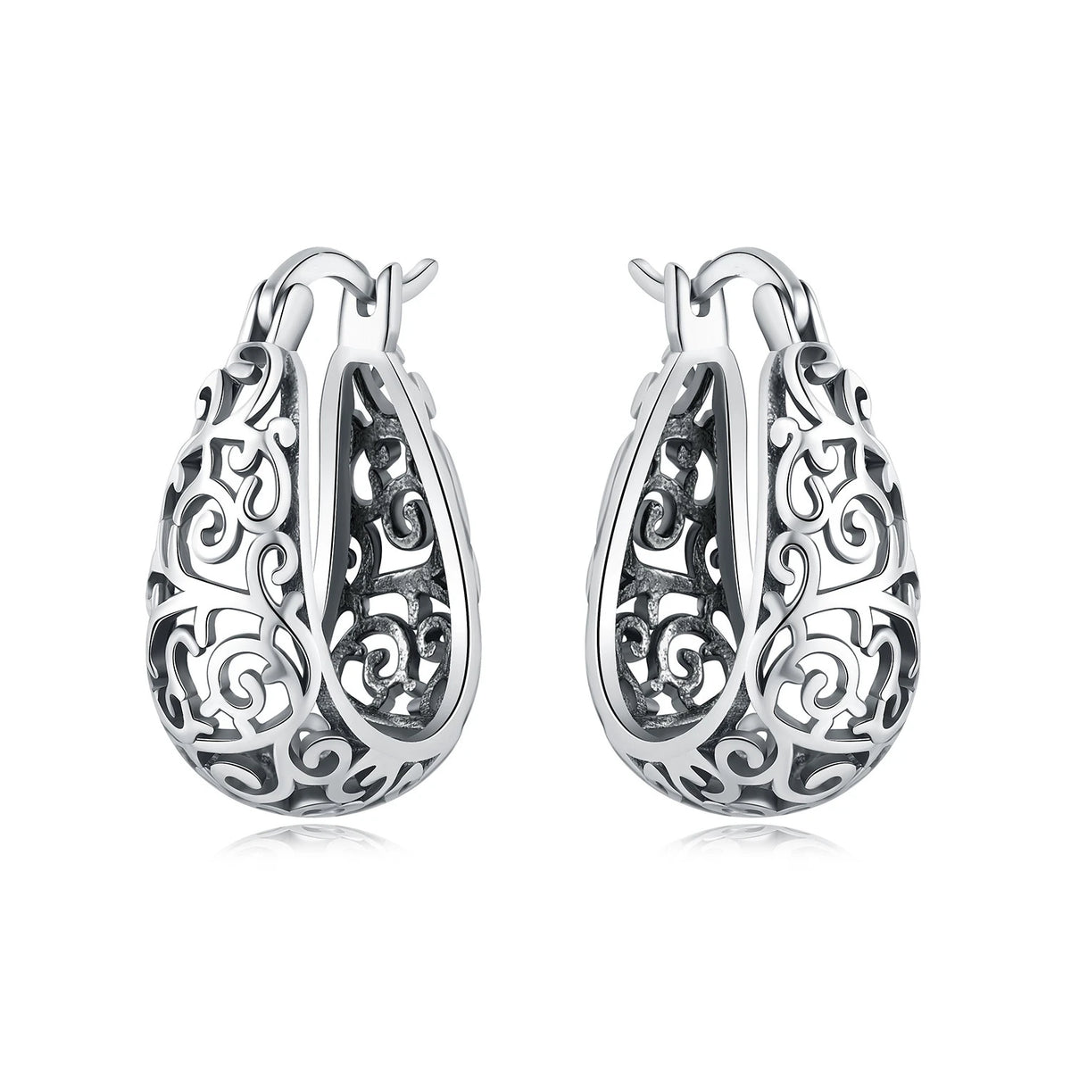 S&S Zircon Plant & Maple Leaf Hoop Earrings — S&S Collection
