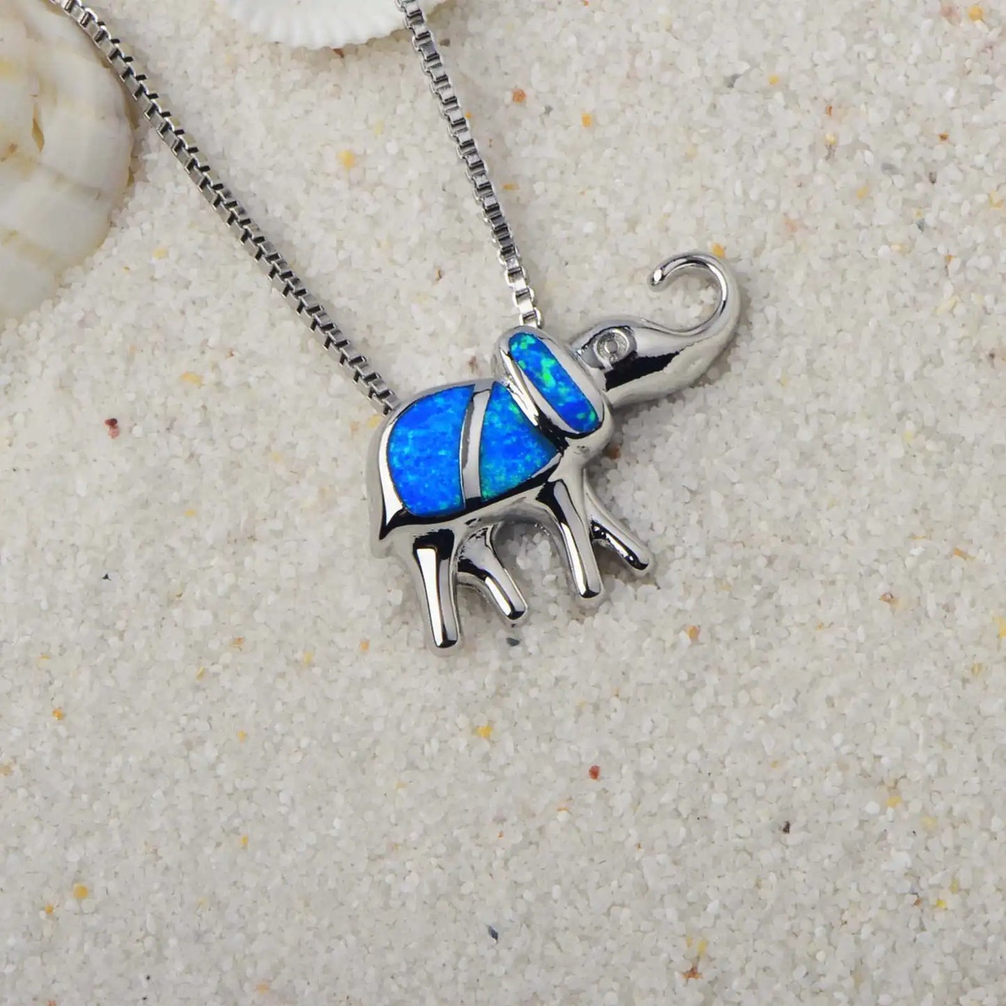 Dainty Opal Elephant Necklace - Handcrafted Silver Plated CZ-Embedded Animal Jewelry Bulk
