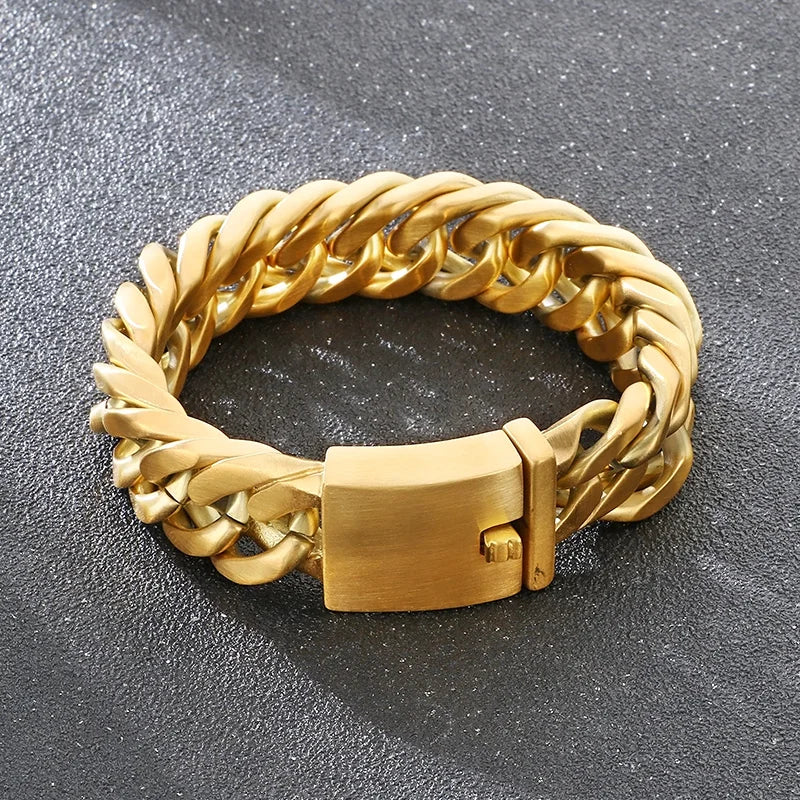 KALEN Trendy Fine Jewelry Fashion Bracelets Mens Stainless Steel Cuban Link Bracelet Bangle