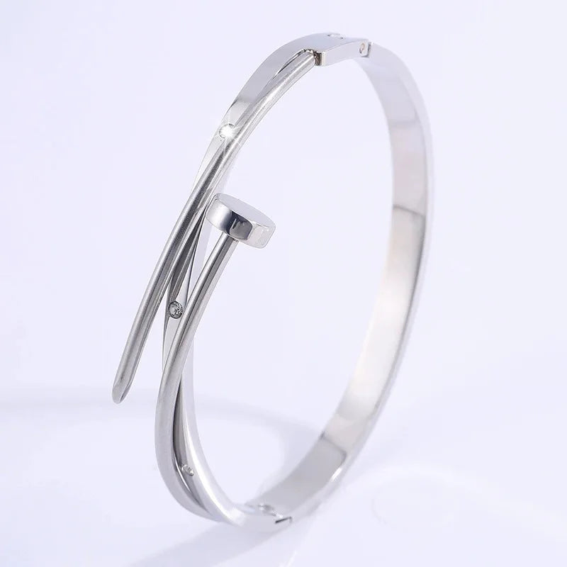 REBEL Stainless Inoxydable Stainless Steel 18K Gold Plated Roman Women Fashion Jewelry Bracelets Bangles