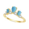 Gemfiori Abiding Classic Design 925 Silver Yellow Gold Plated Turquoise Rings Stacking Synthetic Gemstone Turquoise Ring in Stock