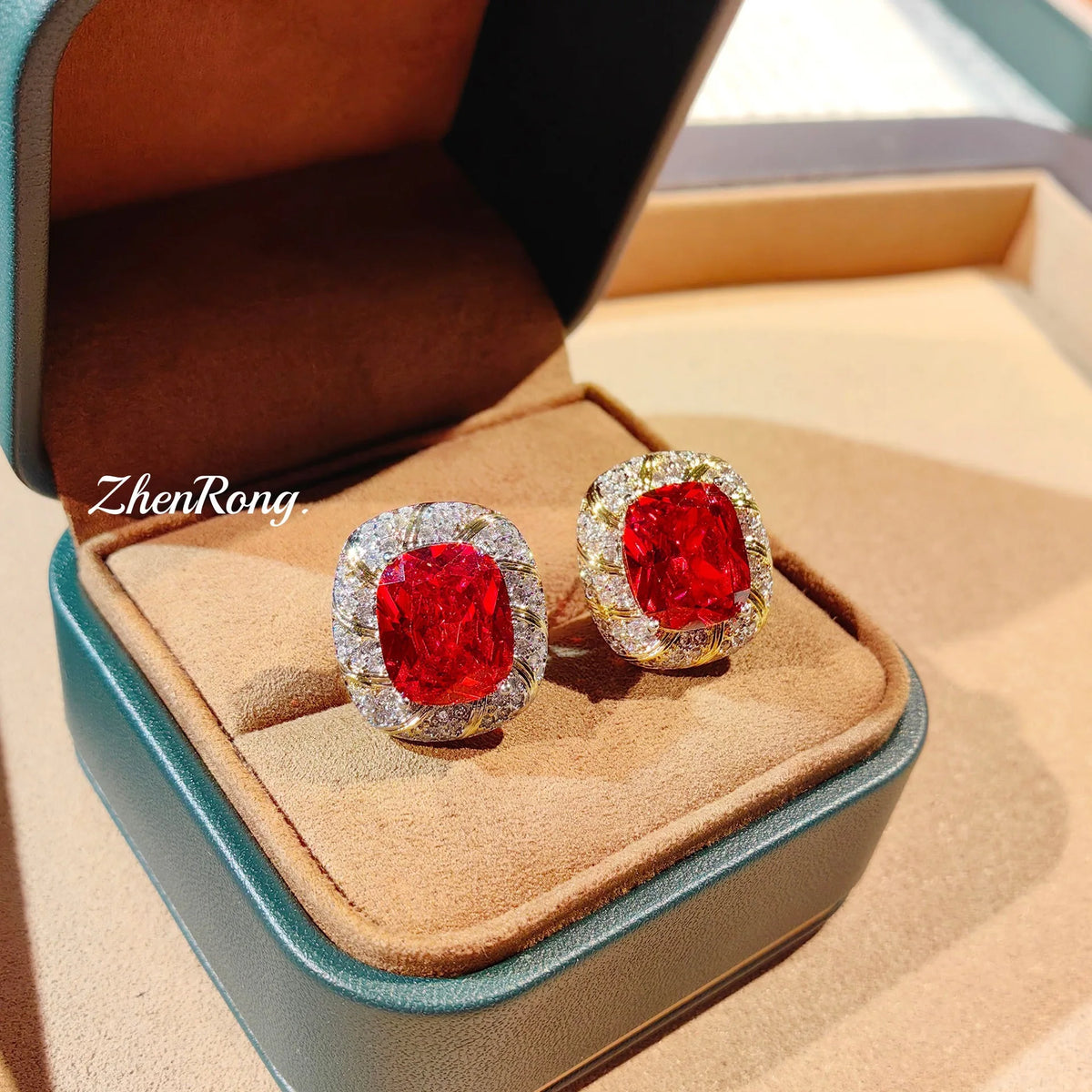 S&S Silver Plated Zircon Romantic Jewellery Set | Red & Champagne