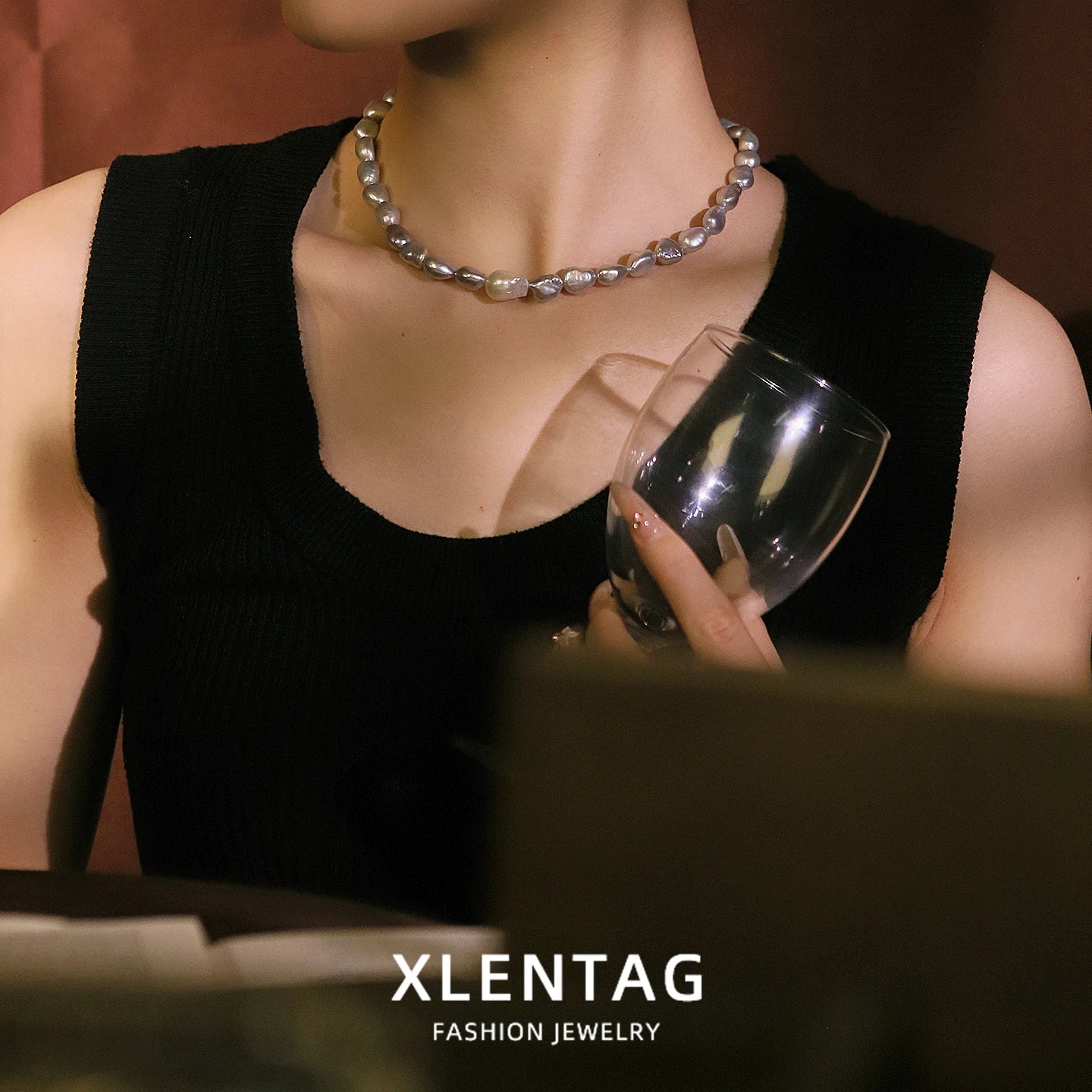 ELEGANZA Natural Baroque Freshwater Pearl Necklace for Women Daily Wear Office Banquet Elegant Pearl Necklace Fashion Jewelry