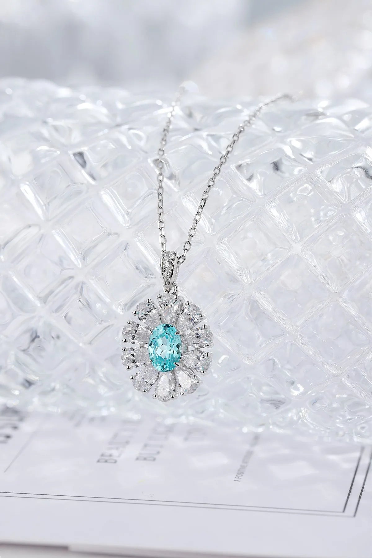 Gemfiori Anster 925 Sterling Silver High-quality Cultivated Paraiba Necklace - Suitable for Parties or As a Gift