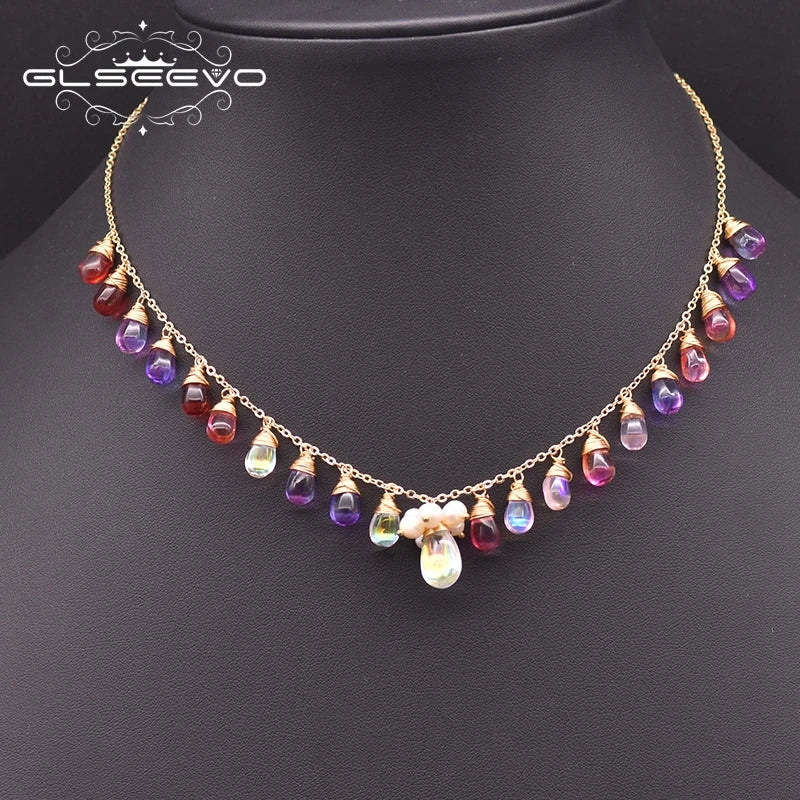 Handmade Beaded Tassel Choker Necklace for Best Friend Natural Freshwater Pearl Luxury Jewelry
