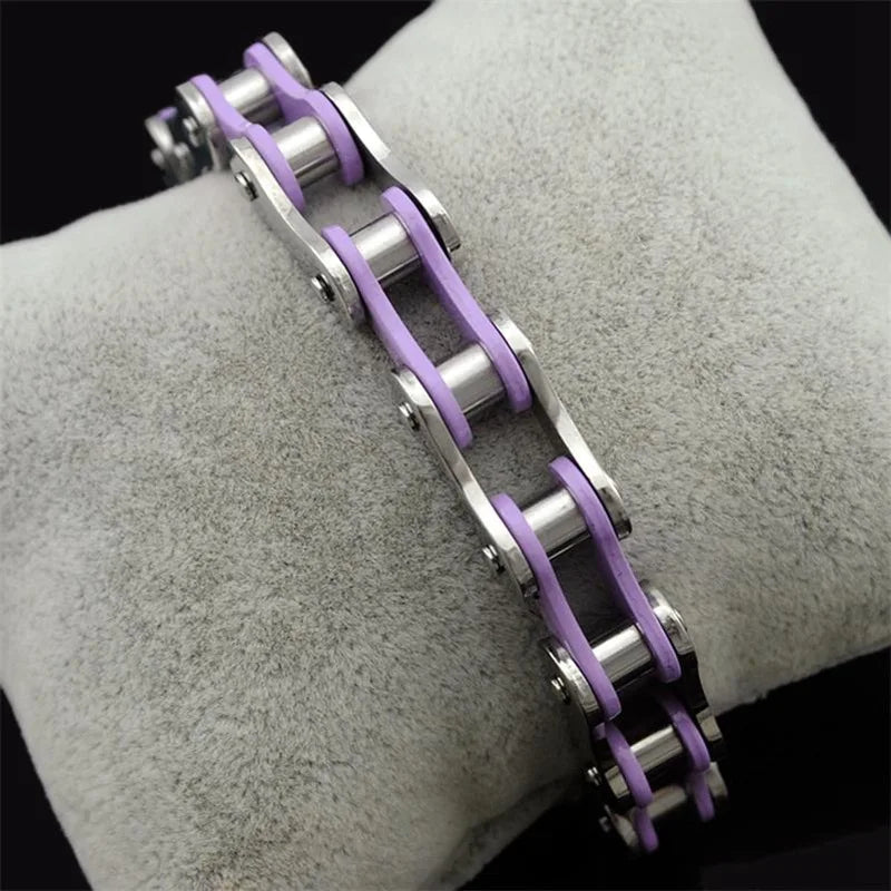REBEL Stainless Steel Punk Style Geometric Chain Link Bracelet Rock Roll Motorcycle Bicycle Styles Matte Finis